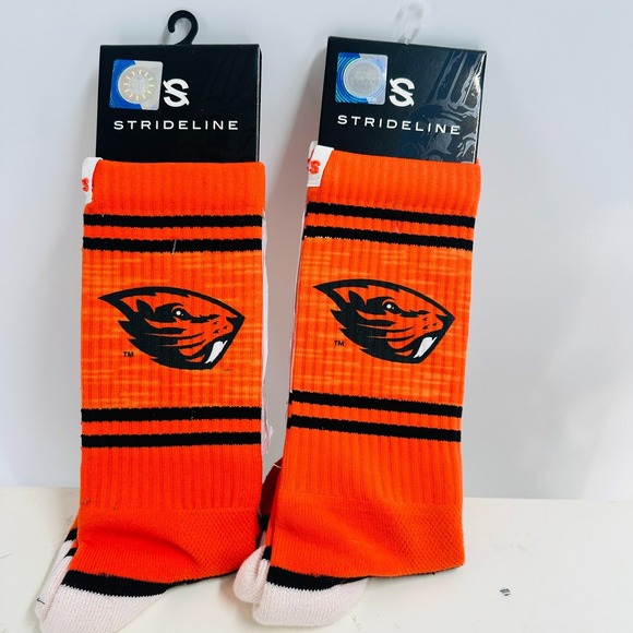 Lot Of 2 Strideline NCAA Oregon State Beavers Crew Socks Orange Size 990 NWT - Picture 1 of 8